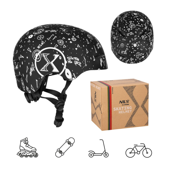 Skate Helmet, Black, M (55-58 cm), Lightweight, Ventilated