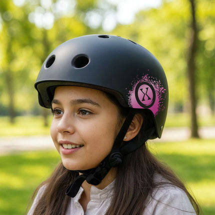 Casque de skate rose, taille M (55-58 cm), ajustement par molette, 11 aérations