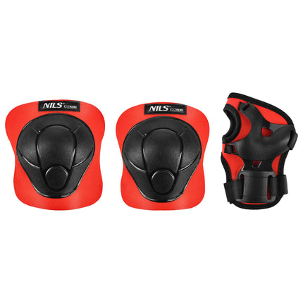 Ensemble de protections pour patinage - protège-poignets, coudières et genouillères, rouge S