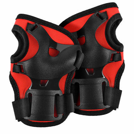 Ensemble de protections pour patinage - protège-poignets, coudières et genouillères, rouge S