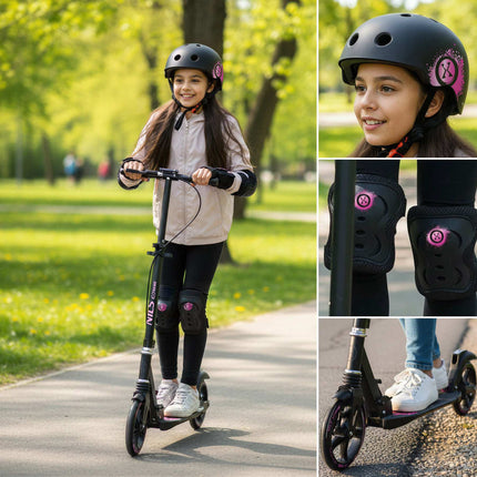 Skateboard-Schutzausrüstung Set – Handgelenk Ellbogen Knie, Pink M