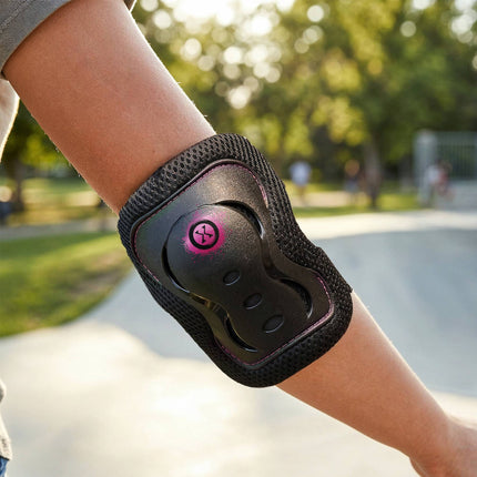 Skateboard-Schutzausrüstung Set – Handgelenk Ellbogen Knie, Pink M