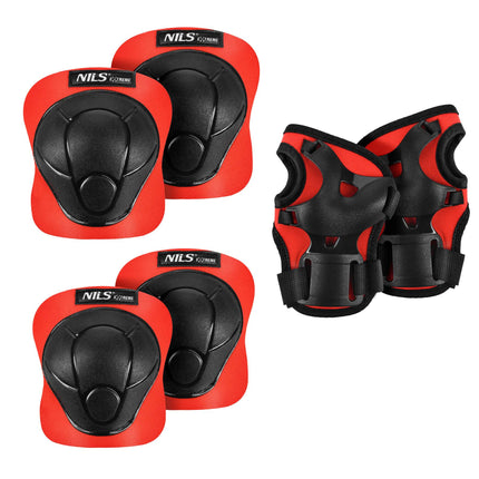 Skate-Schutzausrüstungs-Set, Handgelenk, Ellbogen, Knie, Rot M