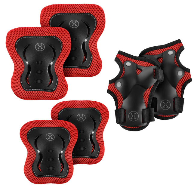 Skate Protective Gear Set, Wrist Elbow Knee, Red M