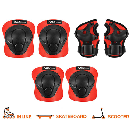 Skate-Schutzausrüstungs-Set, Handgelenk, Ellbogen, Knie, Rot M