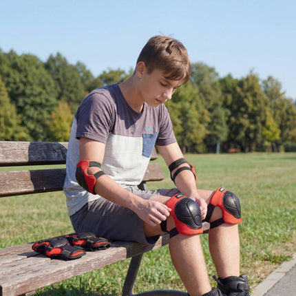 Skate-Schutzausrüstungsset, Handgelenk Ellenbogen Knie, Rot XS