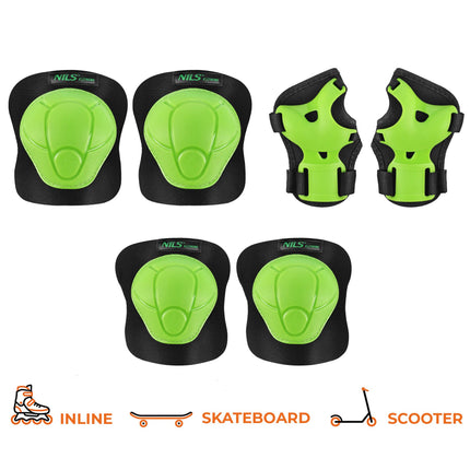 Ensemble de protections pour patins à roulettes (poignets, coudes, genoux), vert S