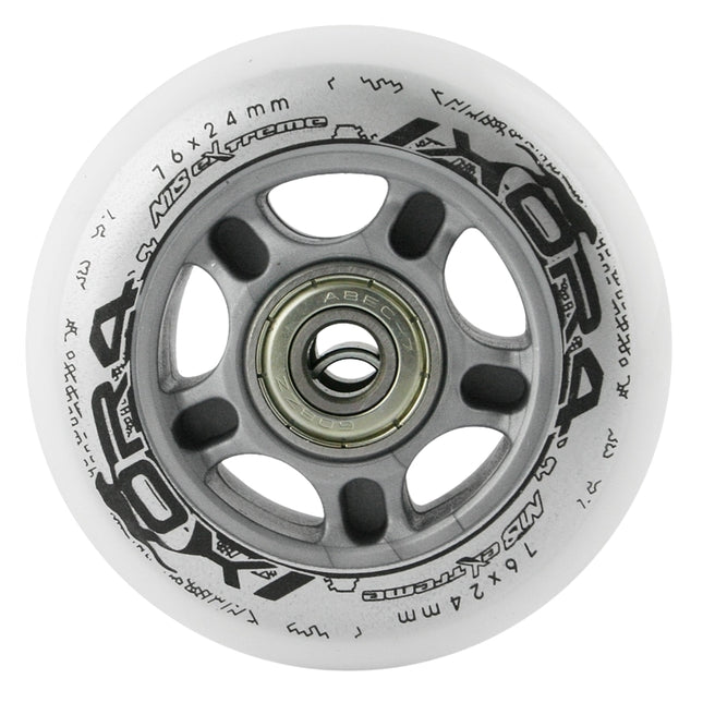 Skateboardrollen 76x24 82A, Weiß, 4er-Pack + ABEC-7 Kugellager, 8er-Pack