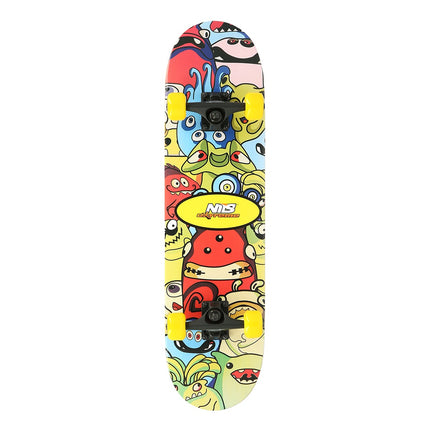 Skateboard mit buntem Wurm-Design, Einzeldeck