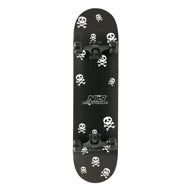 Skateboard avec motif tête de mort, plateau durable