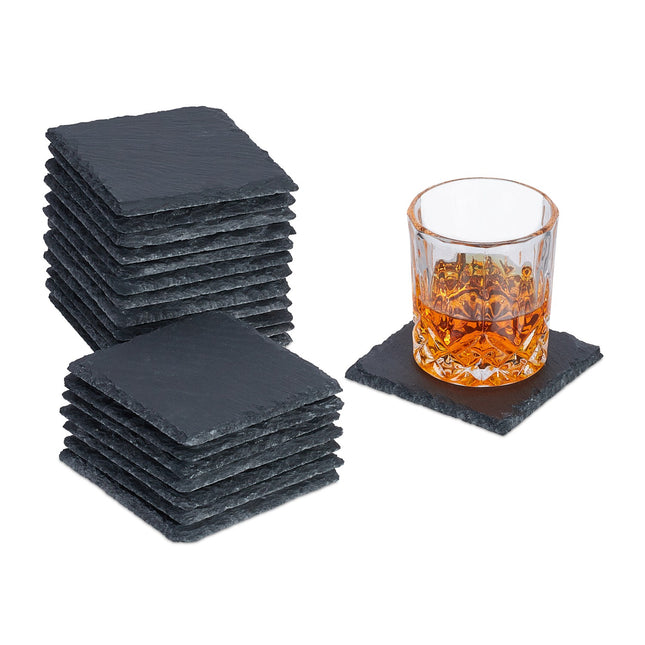 Lot de 20 sous-verres en ardoise, 10 x 10 cm