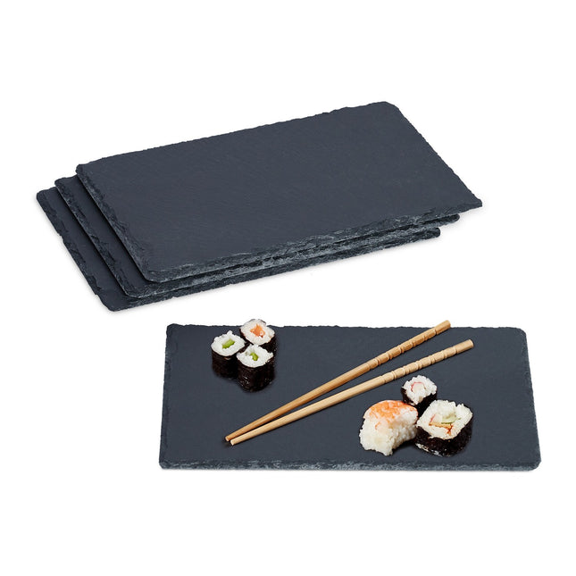 Schiefer-Servierplatten 4er-Set, 26x16 cm