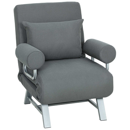 Sleeper Chair Convertible to Guest Bed, 5-Position Backrest, Dark Grey