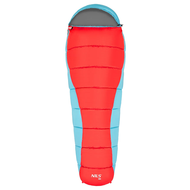 Schlafsack, rot-blau, leicht, kompakt