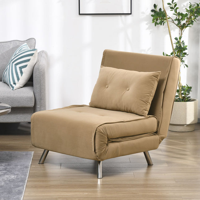 Klappbares Samt-Schlafsofa, gepolstert Braun 77x88x83cm