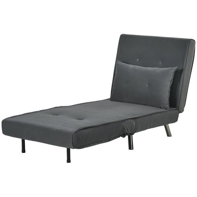 Klappbares Samt-Schlafsofa – Dunkelgraues Kissen, 77x88x83 cm