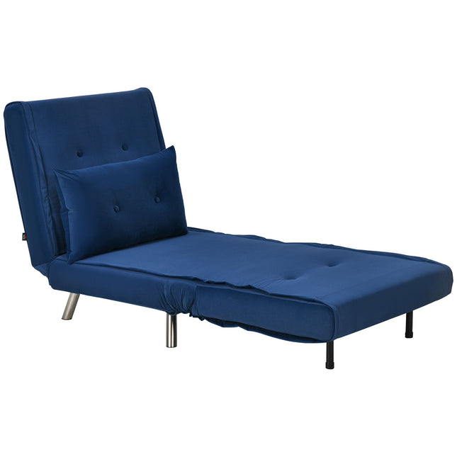 Klappbares Samt-Schlafsofa – Blau, gepolstert, 77x88x83cm
