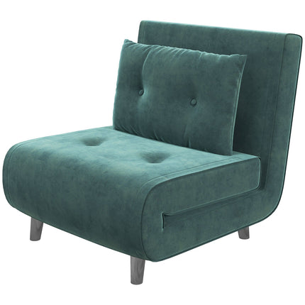 Klappbares Sofa Sesselbett mit Kissen, Samtoptik, grün