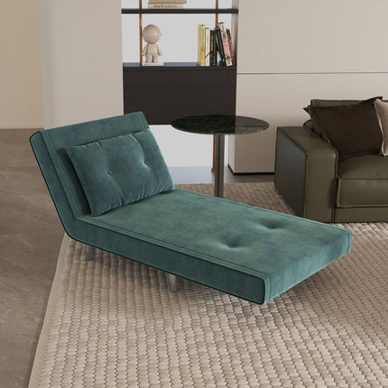 Klappbares Sofa Sesselbett mit Kissen, Samtoptik, grün