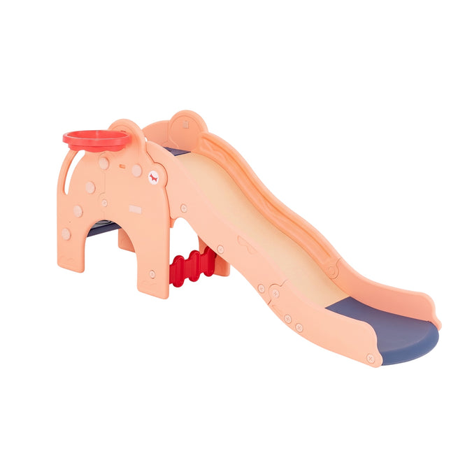 Rutsche Outdoor 4 in 1 Kinderrutsche &amp; Tunnel &amp; Basketballkorb &amp; Leiter 187,5 x 75 x 77,5 cm Rosa