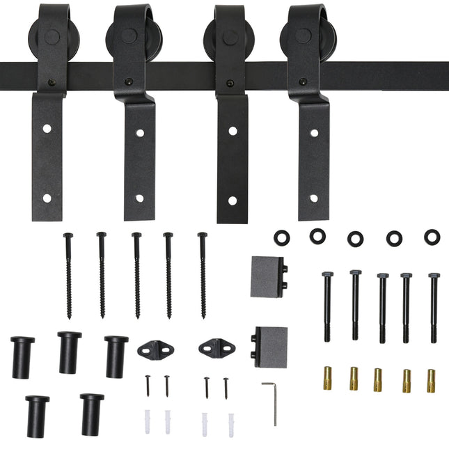 Schiebetürsystem, Kohlenstoffstahl, schwarz, 9-teiliges Set