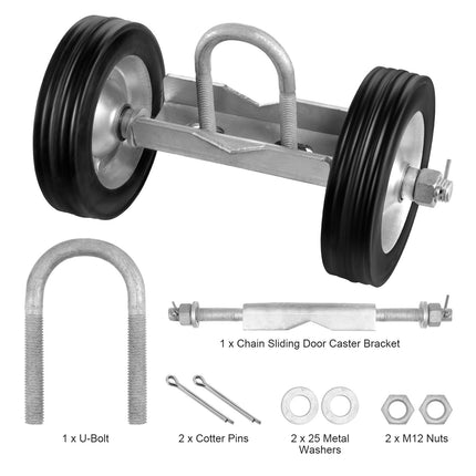Sliding Gate Hardware Kit, 6 Inch Rollers, 600 lb, Black