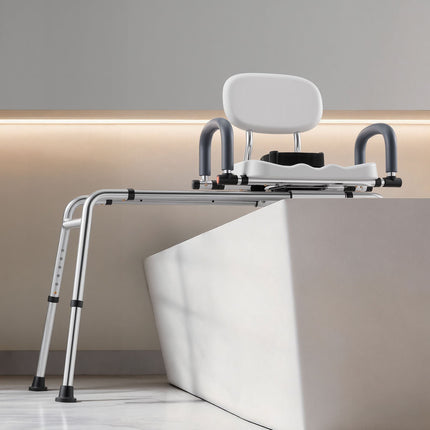 Sliding Shower Chair, 400 lb Swivel Tub Transfer Bench