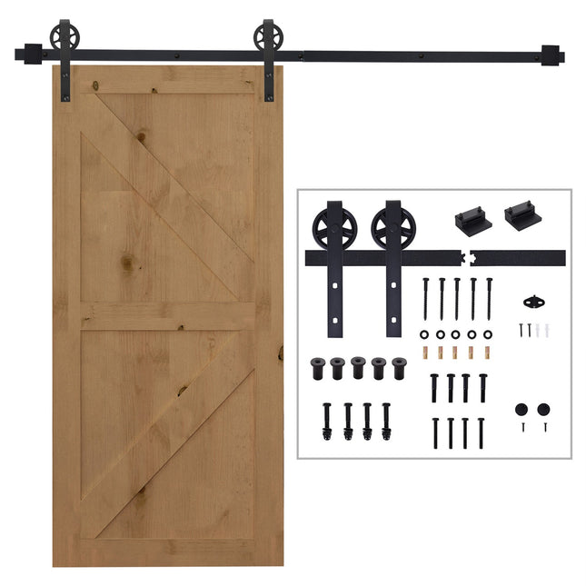 Schiebetürbeschlag-Set, schwarzer Karbonstahl, 200 cm Schienen