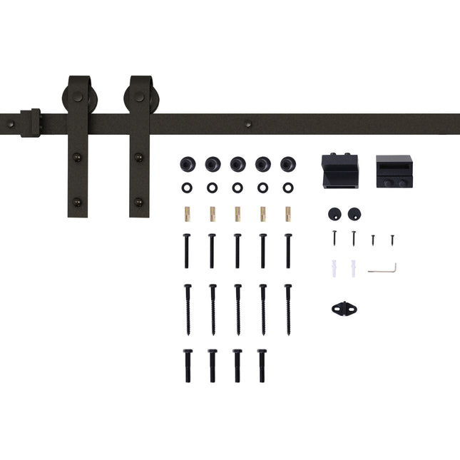 Schiebetürbeschlag-Set, 200 cm, Karbonstahl, Schwarz
