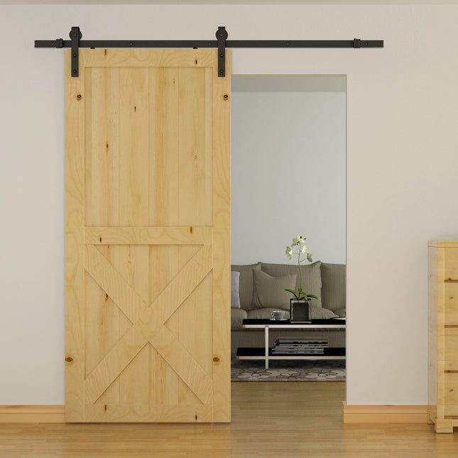 Schiebetürbeschlag-Set, 200 cm, Karbonstahl, Schwarz
