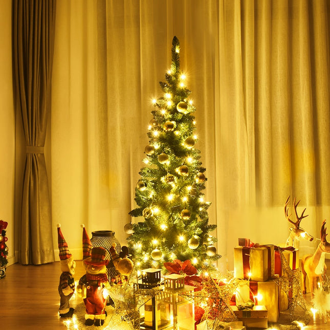 Sapin de Noël artificiel mince de 135 cm avec lumières LED