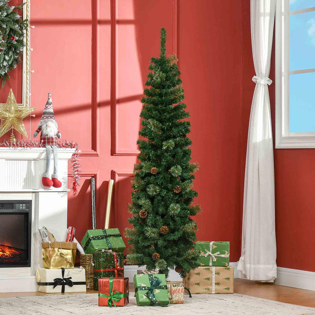 Sapin de Noël artificiel fin, 165 cm, vert, pour l'intérieur