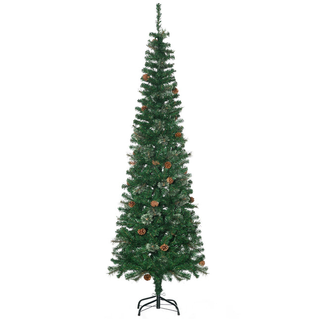 Sapin de Noël artificiel mince, vert, 195 cm, pour usage intérieur