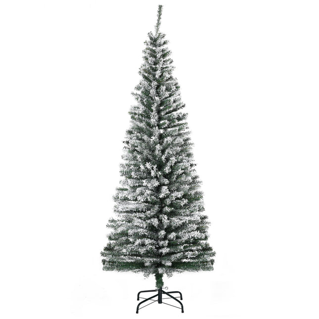 Sapin de Noël artificiel fin avec neige, 180 cm, vert