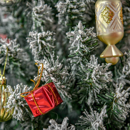 Schlanker künstlicher Weihnachtsbaum mit Schnee, 180 cm, Grün