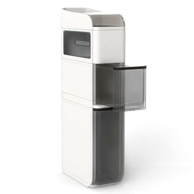 Schlanker Badezimmerschrank mit 2 Schubladen, Kosmetiktuchbox, Weiß