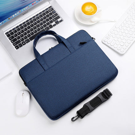 Schlanke Laptoptasche 15,6" Blau mit Griff und Riemen