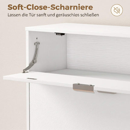Schlanker Schuhschrank mit 2 Kippfächern, weißes MDF