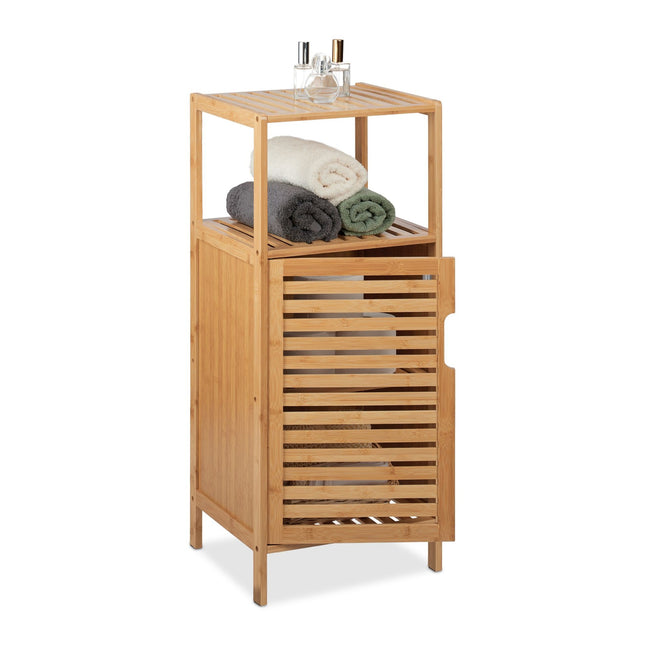 Schmaler Badezimmerschrank aus Bambus