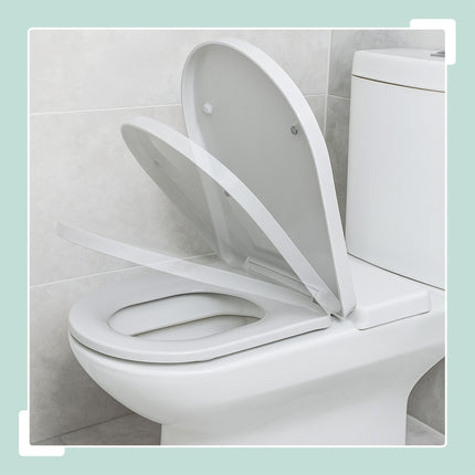 Abattant de toilette Duroplast à fermeture ralentie, amovible, compatible avec tous les modèles.