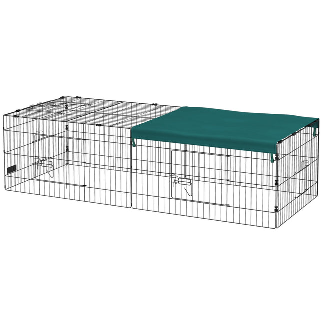 Parc Pour Petits Animaux Avec 5 Portes Et Toit, Clapier Extérieur Pour Lapin, Vert, 185 X 75 X 50 Cm
