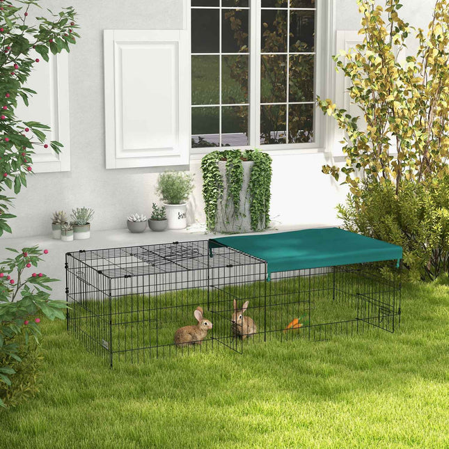 Parc Pour Petits Animaux Avec 5 Portes Et Toit, Clapier Extérieur Pour Lapin, Vert, 185 X 75 X 50 Cm