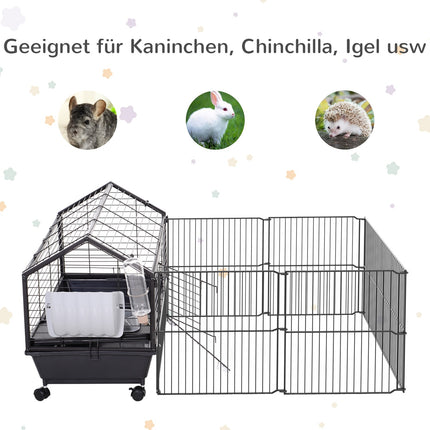 Kleintierkäfig - Metallnager mit Garten und Balkon