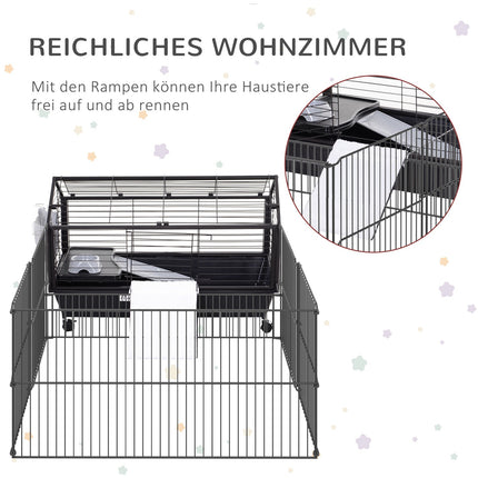Kleintierkäfig - Metallnager mit Garten und Balkon
