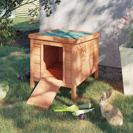 Petit abri pour animaux avec rampe, en bois résistant aux intempéries, vert