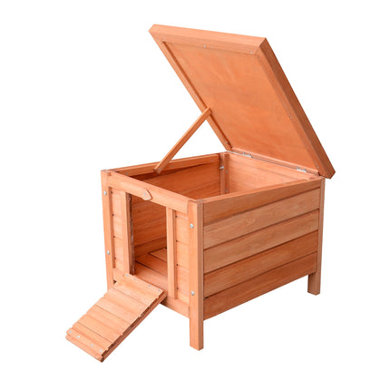 Petit abri pour animaux avec rampe, en bois résistant aux intempéries, vert