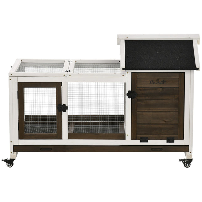 Clapier pour petits animaux avec roulettes, 108 x 58 x 73,5 cm