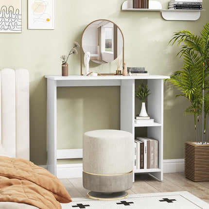 Petit bureau d'ordinateur avec rangement, étagère réglable, blanc