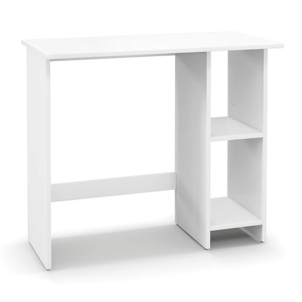 Petit bureau d'ordinateur avec rangement, étagère réglable, blanc