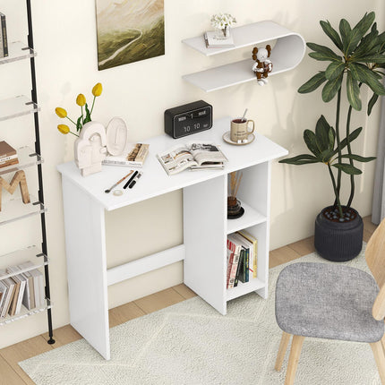 Petit bureau d'ordinateur avec rangement, étagère réglable, blanc